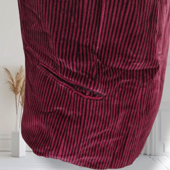 Vintage Perry Ellis Whimsigoth Striped Blazer Size 6 Puff Sleeve Maroon Velour - Picture 9 of 16